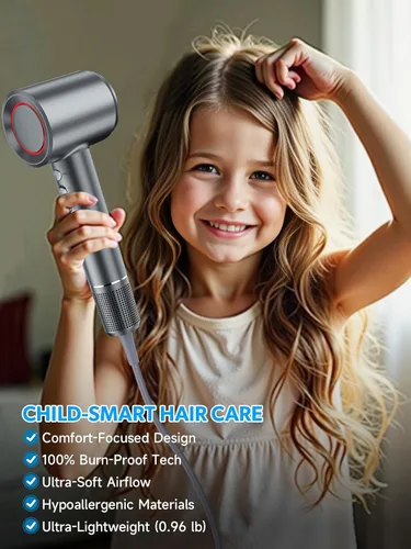 Vista 8 de Secador de pelo 2026, secador de pelo con difusor, tecnología iónica de alta velocidad de 200,000 RPM para mujeres y hombres, iones negativos