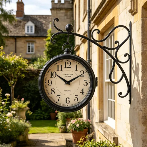 Vista 10 de Reloj de doble cara de hierro Londres, reloj antiguo de doble cara, de hierro forjado, reloj antiguo de hierro numerado, decoración de pared, reloj