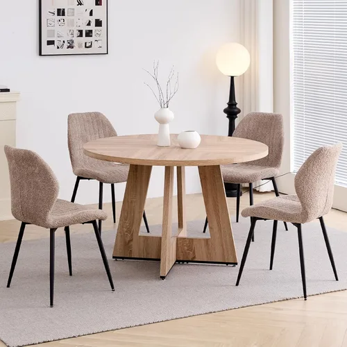 Vista 9 de Juego de mesa de comedor redonda para 4, mesa de cocina y sillas