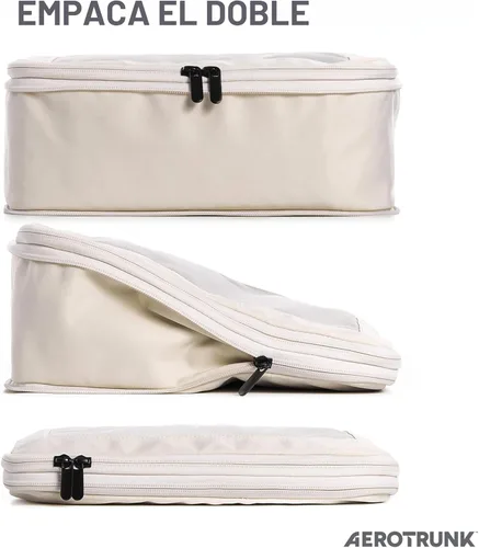Vista 2 de Aerotrunk Cubos de embalaje de compresión para viajes, paquete de 2, beige
