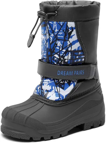 Vista 9 de DREAM PAIRS - Botas de nieve para invierno, resistentes al agua, a media pantorrilla, para niños y niñas pequeños y grandes Negro