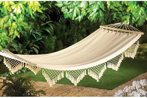 Vista 2 de Hamaca de algodón estilo Cabo Cod, con mango de madera