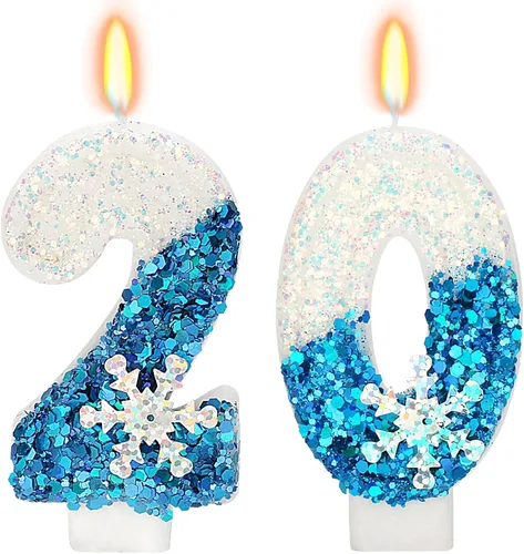 Vista 5 de Velas de cumpleaños con temática de nieve, suministros de fiesta de cumpleaños de invierno, decoración de pastel número 0 de 2.76 pulgadas (número 0)