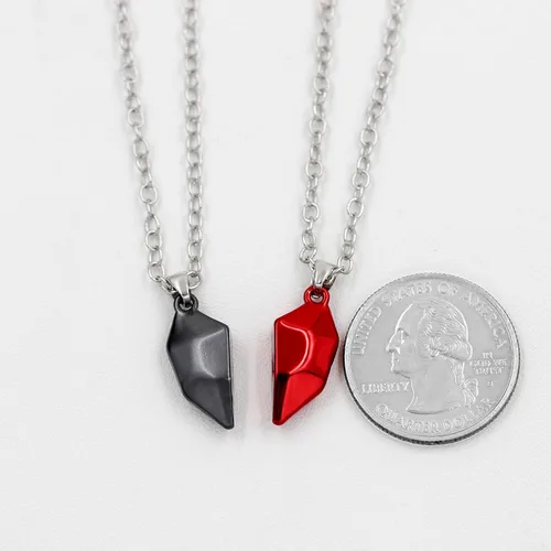 Vista 5 de 2 collares magnéticos a juego con corazón de amor BFF para hombres y mujeres, juego de collares personalizados con nombre para parejas, 2 mejores