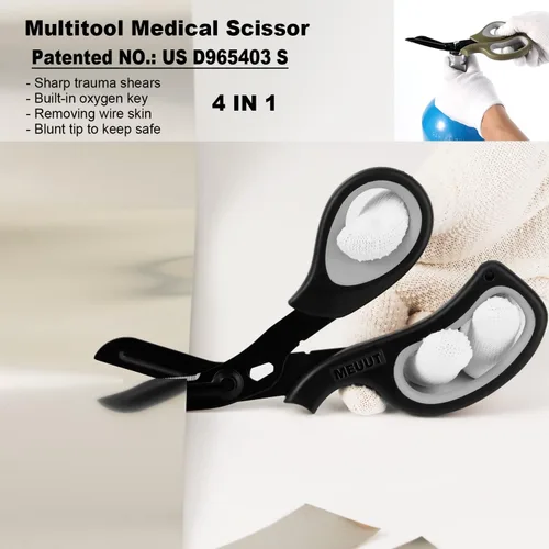 Vista 5 de MEUUT Paquete de 2 Tijeras Médicas Tijeras de Trauma - 8 pulgadas Tijeras de Vendaje Patentadas de Servicio Pesado Grado Quirúrgico Tijeras EMT