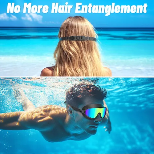 Vista 6 de COOLOO Paquete de 2 gafas de natación de visión amplia, sin fugas, antivaho y anti rayos UV para adultos, para hombres, mujeres y jóvenes