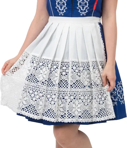 Vista 3 de Delantal corto alemán de encaje blanco para Dirndl