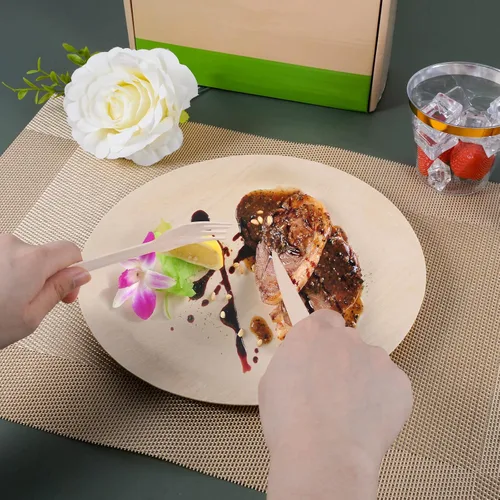 Vista 6 de Cubiertos de madera desechables, alternativa a los cubiertos de plástico, juego de 50 utensilios de madera, ecológicos, biodegradables