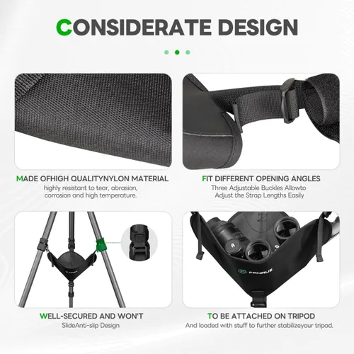 Vista 3 de FANAUE TS-01 Trípode Stone Bag, apto para la mayoría, bolsa de arena resistente, hebillas ajustables, negro