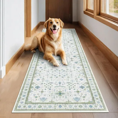 Vista 187 de Hazo Haus – Alfombra pequeña para entrada, cocina o baño, antideslizante con base de goma, resistente a las manchas y a la decoloración, diseño