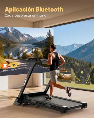 Vista 6 de TREAFLOW Cinta de correr con 0-25% de inclinación automática, 3.5 HP plegable para correr en casa, velocidad máxima de 10.0 MPH, capacidad