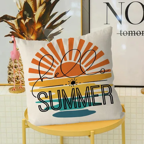 Vista 3 de GAGEC Fundas de almohada de verano de 18 x 18 pulgadas, fundas de almohada simples de arte de sol, decoración de casa de campo de verano para sofá
