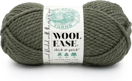 Vista 177 de Lion Brand Yarn - Ovillo de lana Wool-Ease Thick & Quick color fuerza aérea Super Bulky Wool Acrylic Blend Fiber for Soft Hats, Sweaters, Chunky