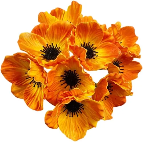Vista 6 de Rikyo 10 ramos de flores artificiales de 11 pulgadas, flores de amapola, anémona sintética de poliuretano, flores silvestres falsas para mesa