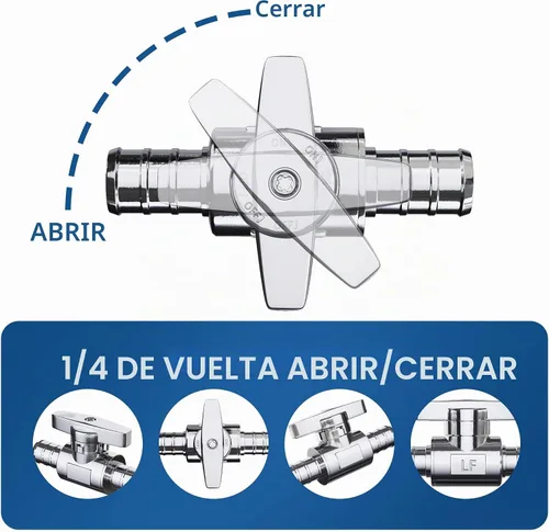 Vista 4 de Paquete de 10 válvulas de cierre recto, válvula de cierre recto Pex de 1/2 pulgada x 1/2 pulgada Pex, válvula de grifo de cuarto de vuelta, cromo