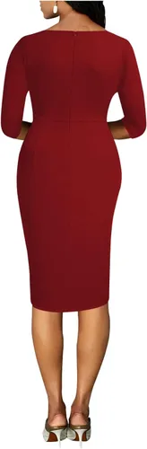 Vista 3 de Vestido de tubo midi de trabajo vintage con volantes para mujer
