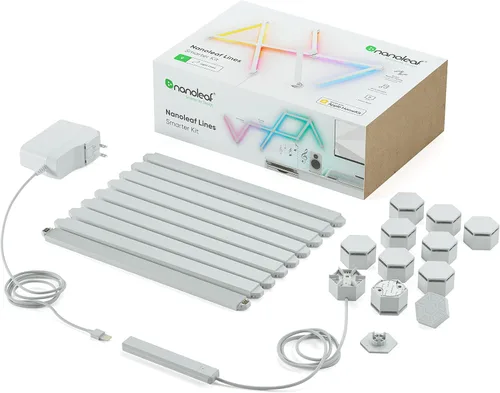 Vista 9 de Kit más inteligente de luces de pared LED Nanoleaf Lines WiFi RGBW de 16M, luces de color atenuables para juegos y decoración del hogar