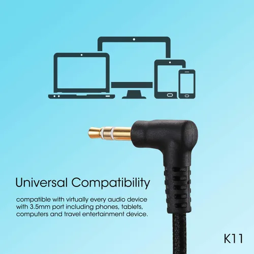 Vista 6 de noot products Auriculares para niños K11 plegables estéreo sin enredos de 5 pies de largo cable de 0.138 in Jack Plug in Ear Auriculares con cable