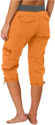 Vista 8 de Pantalones capri tipo cargo para mujer, ligeros, de secado rápido, atléticos, para verano, casuales, con bolsillos
