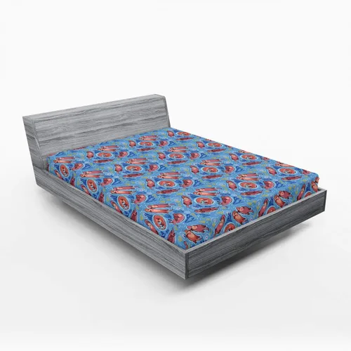 Vista 57 de Ambesonne Juego de sábanas bajeras veganas, ilustración de plátanos simétricamente alineados con patrón de frutas exóticas, funda de cama