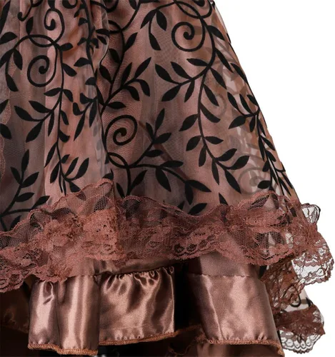 Vista 4 de Zhitunemi Disfraz steampunk de talla grande para mujer, vestido de pirata, falda renacentista, trajes altos y bajos, trajes de salón para niña