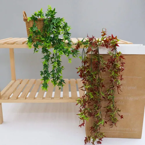 Vista 4 de Vid colgante artificial, juego de 2 plantas colgantes artificiales, plantas colgantes falsas para colgar en la pared, hojas de vid para decoración