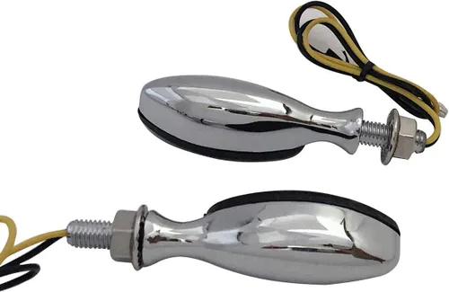 Vista 3 de Luces LED cromadas intermitentes para motocicleta, mini torpedo ovaladas, luces intermitentes compatibles con Kawasaki Ninja H2R 2018