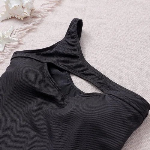 Vista 5 de Limeeke Traje de baño de una pieza para mujer, traje de baño de un hombro recortado, monokini