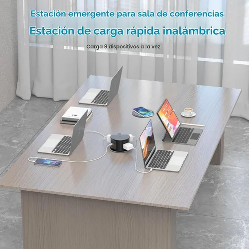 Vista 4 de VILONG - Toma desplegable para encimera, 20 W USB-C, 15 W inalámbrico, 4 AC, cable de 6 pies