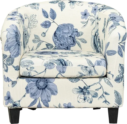 Vista 8 de CRFATOP - Funda elástica para sillón de club (2 piezas) 1 Club Cover & 1 Cushion Cover, Soft Round Tub Sofa Covers, Pet Friendly, Washable