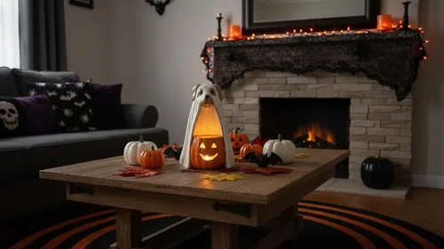 Vista 2 de Cosmos Gifts 21020 Ghost Dog Holding Pumpkin Tealight Holder 4 7/8" X 4 5/8" X 6 3/8" H