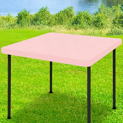 Vista 52 de Moosfor Mantel rectangular de elastano de 4 pies, manteles elásticos ajustables para pícnic, funda elástica y lavable para mesa de patio para Azul