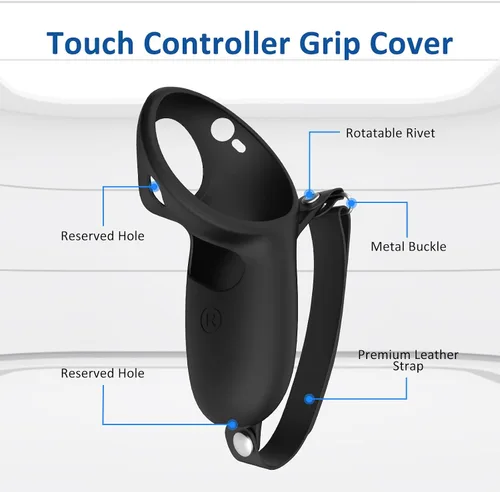 Vista 4 de Vakdon Controller Grip Cover Compatible for Meta Quest Pro Accessories Anti-Throw Handle Protective Sleeve Silicone Cover with Adjustable Knuckle