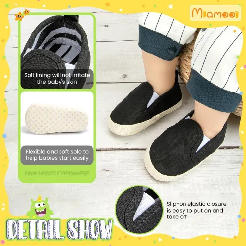 Vista 6 de Miamooi Zapatos deportivos para bebés, niños y niñas, suela suave, zapatos de primera caminata, informales, planos, ligeros, para cuna