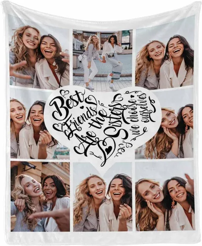 Vista 35 de Regalos de cumpleaños para mujeres, manta de amistad personalizada con tus fotos, manta personalizada con mis propias imágenes para hermanas