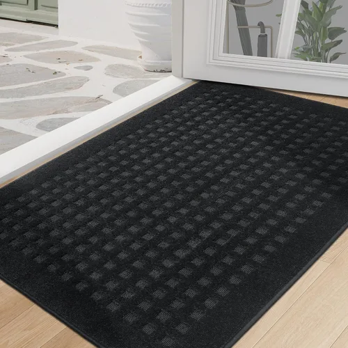 Vista 20 de BEQHAUSE Tapetes para puerta de 20 x 32 pulgadas, tapete antideslizante de punto gofre, de perfil bajo, resistente a la suciedad y absorbente, Beige
