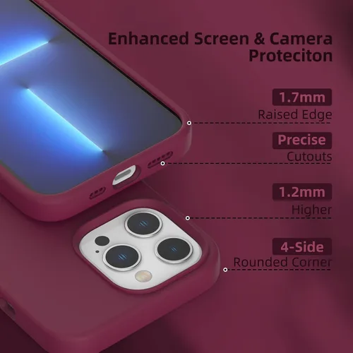 Vista 250 de Funda de silicona líquida compatible con iPhone 12 Pro Max 6.7 pulgadas, funda de gel de protección completa con forro de microfibra, funda