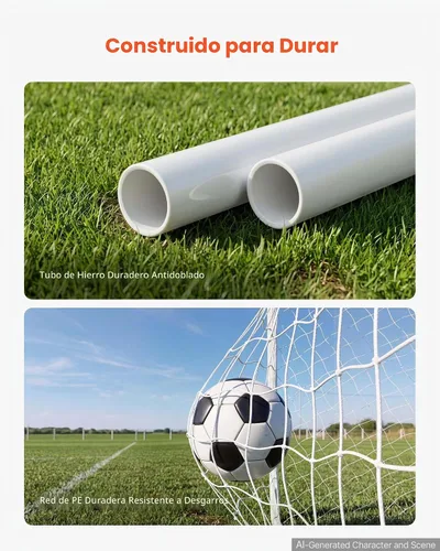 Vista 6 de VEVOR Soccer Goal 12x6 FT Soccer Goal for Backyard with Iron Frame PE Net