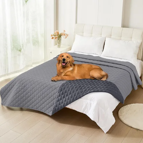 Vista 135 de Smiry Funda Impermeable para Cama de Perro Manta para Mascotas, Manta Suave y Lavable para Perros para Muebles Cama Sofá Sofá Reversible, a Cuadros