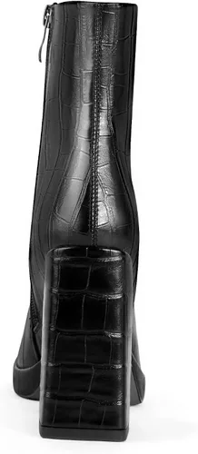 Vista 4 de ANN CREEK Botines de tacón grueso para mujer, con cremallera lateral, punta cuadrada, tacón alto, botas casuales