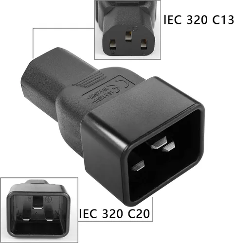 Vista 2 de GINTOOYUN IEC320 C13 a C20 Adaptador de corriente Convertidor de CA 15A a 10A Hembra C13 a Macho C20 Adaptador de enchufe de alimentación