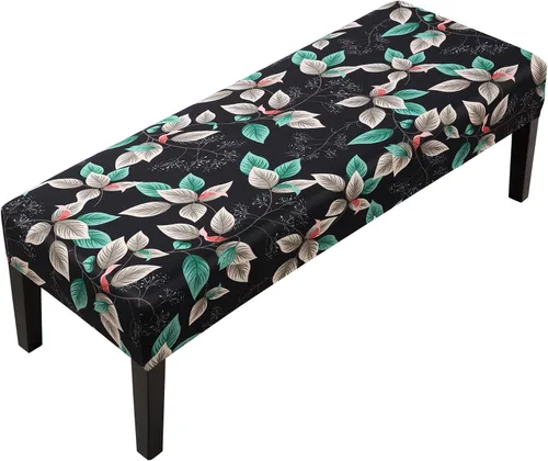 Vista 30 de Fuloon - Funda elástica de jacquard para banco de comedor, antipolvo, desmontable, funda para banco lavable, protector de cojín de asiento para Beige