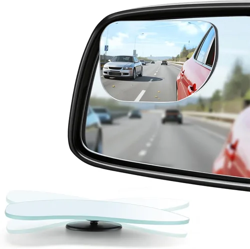 Vista 8 de LivTee Espejo de punto ciego para vehículo, con forma de ventilador asimétrico, vidrio HD sin marco, espejo retrovisor convexo con gran ángulo En