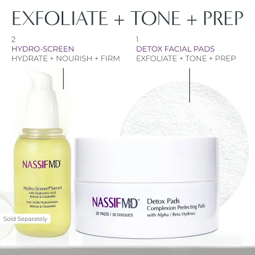 Vista 8 de NassifMD - Almohadillas de desintoxicación facial, almohadillas de ácido glicólico, tónico de hamamelis, almohadillas exfoliantes faciales toallitas