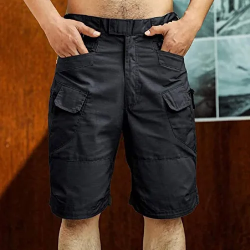 Vista 2 de Pantalones cortos tácticos para hombre, con bolsillo, casual, sueltos, para correr, atléticos