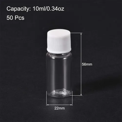 Vista 2 de uxcell Botella plástica del reactivo, 10ml/0.34oz boca ancha, transparente 50pcs