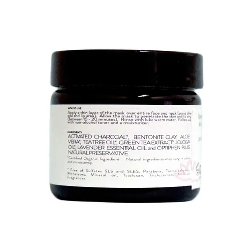 Vista 5 de Glimmer Goddess - Máscara facial orgánica para desatascar los poros y reducir los puntos negros, carbón activado, 2 onzas