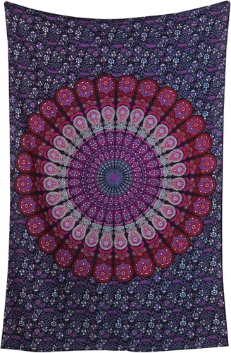 Vista 15 de Tapiz para pared con diseño hippie de mandala, bohemia e hindú Azul y verde