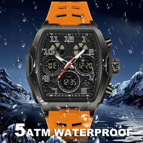 Vista 3 de Tonneau - Reloj de pulsera analógico digital para hombre, reloj de pulsera táctico militar único, reloj de pulsera impermeable con cronómetro