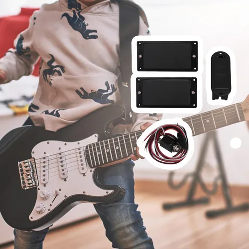 Vista 6 de Mxfans 2 piezas de doble bobina de cerámica imán activo pastilla se adapta a guitarra eléctrica negro